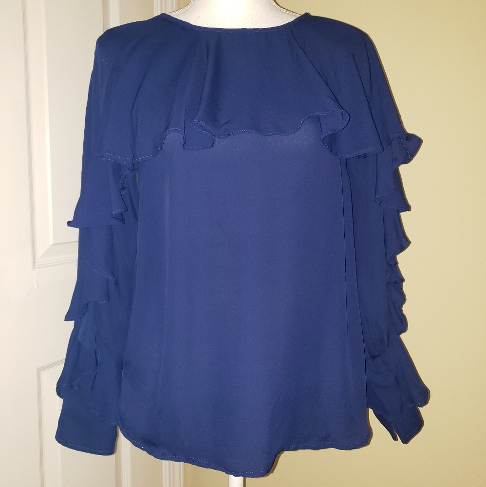 Catherine Maladrino silk ruffle shirt size 2
